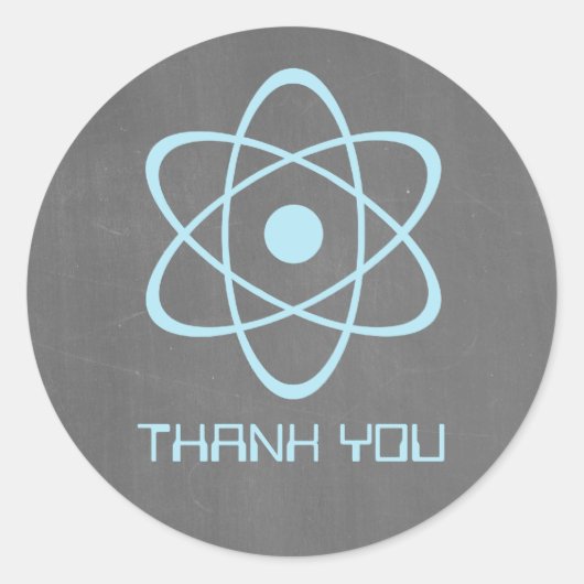 Blue Atomic Chalkboard Danke Stickers (Vorderseite)