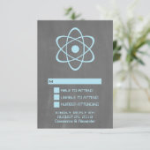 Blue Atomic Chalkboard Response Card RSVP Karte (Stehend Vorderseite)