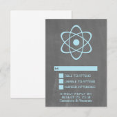 Blue Atomic Chalkboard Response Card RSVP Karte (Vorne/Hinten)