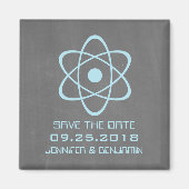 Blue Atomic Chalkboard Save the Date Magnet (Vorne)