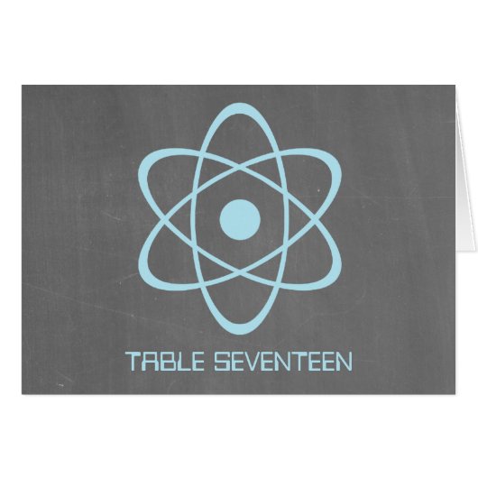 Blue Atomic Chalkboard Tischnummer Card (Vorderseite (Horizontal))