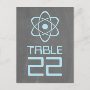 Blue Atomic Chalkboard Tischnummer Postkarte