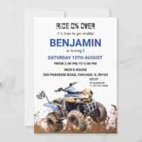 Blue ATV Wheeler Bike Einladung zum Geburtstag