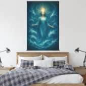 Blue Aura Water Goddess – Luxury Fine Art Canvas Leinwanddruck (Insitu (Schlafzimmer))