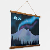 Blue Aurora - Alaska Wandteppich Mit Holzrahmen (Gewinkelt)