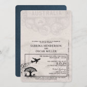Blue Australia Passport Wedding Einladung (Vorne/Hinten)
