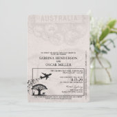 Blue Australia Passport Wedding Einladung (Stehend Vorderseite)