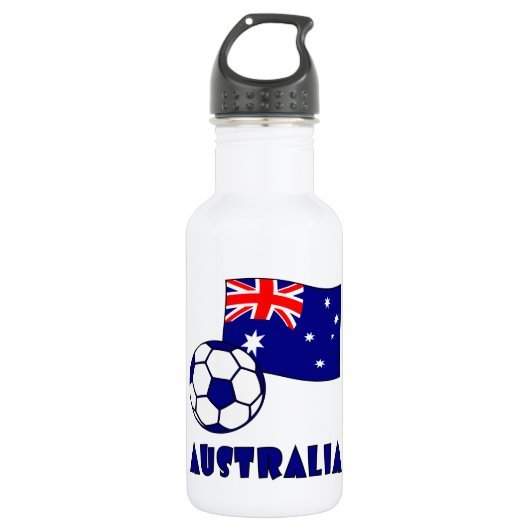Blue Australia Soccer Ball and Flag Trinkflasche (Vorderseite)