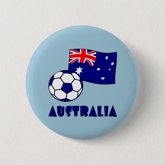Blue Australia Soccer Ball Flag Blue Background Button (Vorderseite)