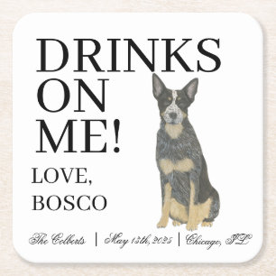 Blue Australian Cattledog Heeler Dog Wedding Rechteckiger Pappuntersetzer