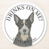 Blue Australian Cattledog Heeler Wedding Runder Pappuntersetzer (Vorderseite)