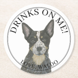 Blue Australian Cattledog Heeler Wedding Runder Pappuntersetzer