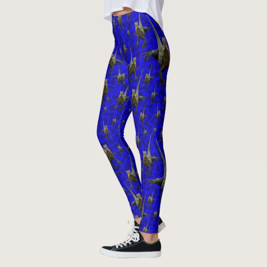 Blue Australian Frill Neck Lizard Pattern, Leggings (Links)