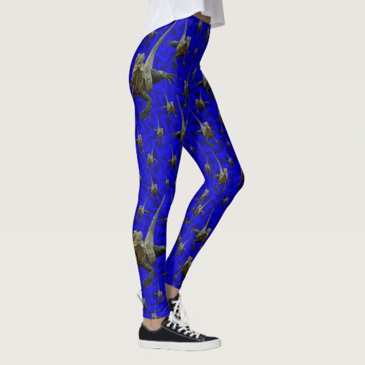Blue Australian Frill Neck Lizard Pattern, Leggings (Rechts)
