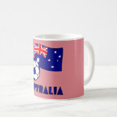 Blue Australian Soccer Ball Flag Rosa Hintergrund Kaffeetasse (VorderseiteRechts)