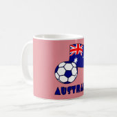 Blue Australian Soccer Ball Flag Rosa Hintergrund Kaffeetasse (Vorderseite Links)