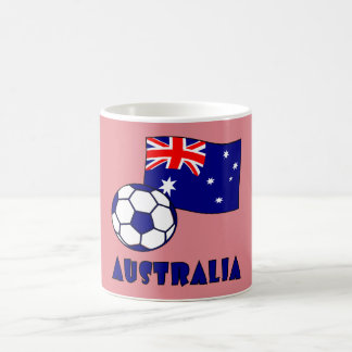 Blue Australian Soccer Ball Flag Rosa Hintergrund Kaffeetasse