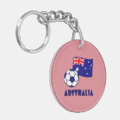 Blue Australian Soccer Ball Flag Rosa Hintergrund Schlüsselanhänger (Vorderseite links)