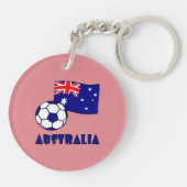 Blue Australian Soccer Ball Flag Rosa Hintergrund Schlüsselanhänger (Rückseite)