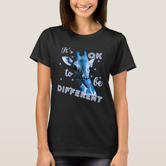 Blue Autism Awareness Cute Giraffe Its Ok To Be Di T-Shirt (Vorderseite)