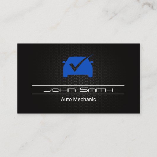 Blue Auto Logo Karo Mark Business Card Visitenkarte (Vorderseite)