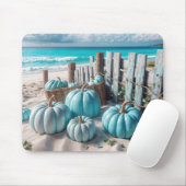 Blue Autumn Beach Pumpkins Mousepad (Mit Mouse)