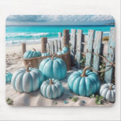 Blue Autumn Beach Pumpkins Mousepad (Vorne)
