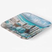 Blue Autumn Beach Pumpkins Pappteller (Gewinkelt)