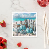Blue Autumn Beach Pumpkins Serviette (Beispiel)