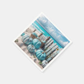 Blue Autumn Beach Pumpkins Serviette (Ecke)