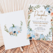 Blue Autumn Blume Pumpkin Baby Dusche Einladung