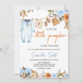 Blue Autumn Floral Pumpkin Baby Dusche Einladung (Vorderseite)