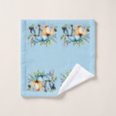 Blue Autumn Pumpkin Watercolor Erntedank Badhandtuch Set (Waschlappen)