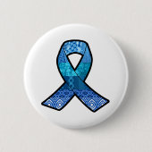 Blue Awareness Retro Ribbon Button (Vorderseite)