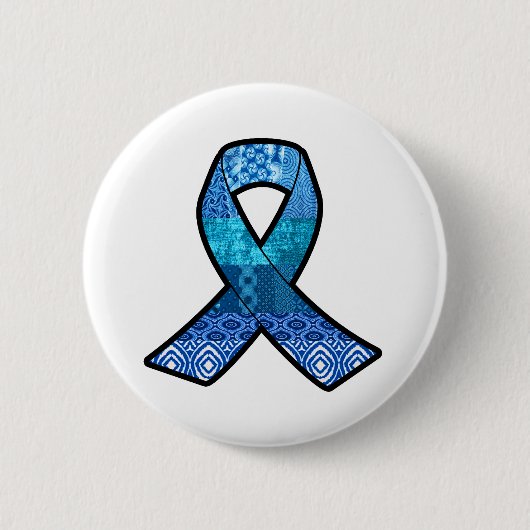 Blue Awareness Retro Ribbon Button (Vorderseite)