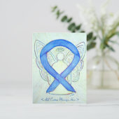 Blue Awareness Ribbon Angel Art Custom Postcard Postkarte (Stehend Vorderseite)
