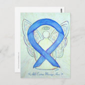 Blue Awareness Ribbon Angel Art Custom Postcard Postkarte (Vorne/Hinten)