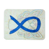 Blue Awareness Ribbon Angel Art Magnet (Horizontal)