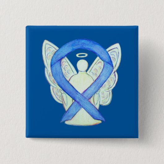 Blue Awareness Ribbon Angel Custom Art Buttons (Vorderseite)