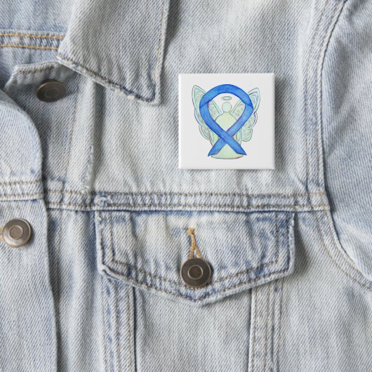 Blue Awareness Ribbon Angel Custom Art Buttons (Beispiel)