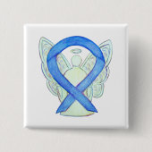 Blue Awareness Ribbon Angel Custom Art Buttons (Vorderseite)
