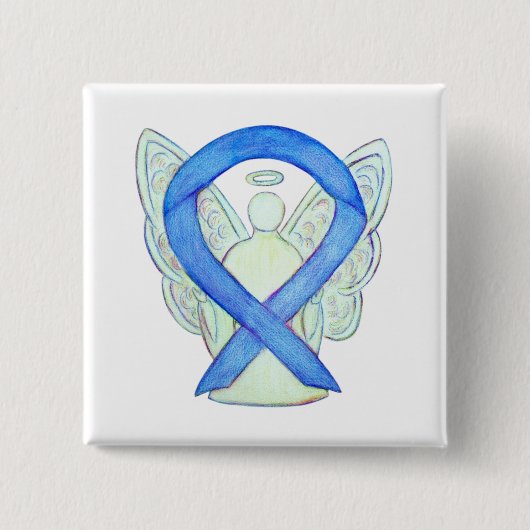 Blue Awareness Ribbon Angel Custom Art Buttons (Vorderseite)