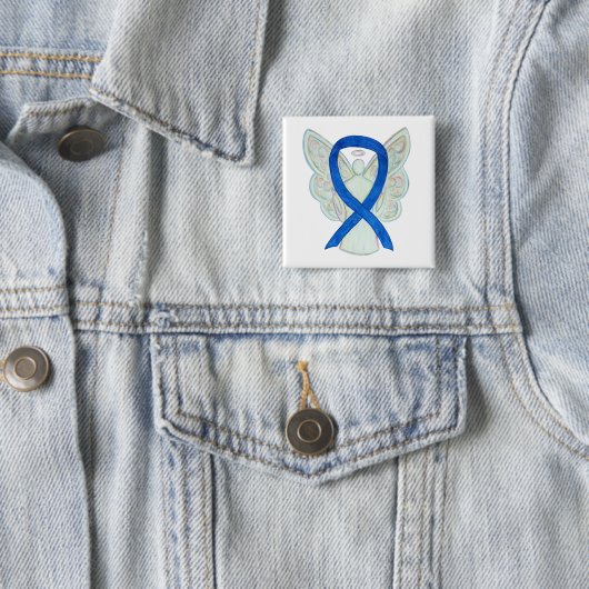 Blue Awareness Ribbon Angel Custom Art Buttons (Beispiel)