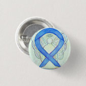 Blue Awareness Ribbon Angel Custom Art Buttons (Vorne & Hinten)