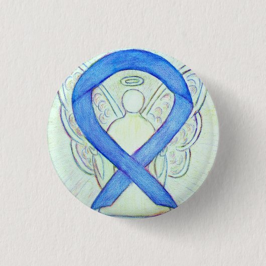 Blue Awareness Ribbon Angel Custom Art Buttons (Vorderseite)