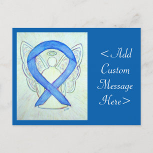 Blue Awareness Ribbon Angel Custom Art Postkarte