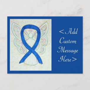 Blue Awareness Ribbon Angel Custom Art Postkarte