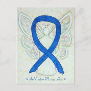 Blue Awareness Ribbon Angel Custom Art Postkarte