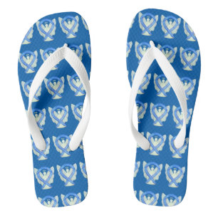 Blue Awareness Ribbon Angel Custom Flip Flops Badesandalen