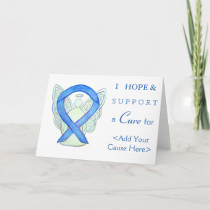 Blue Awareness Ribbon Angel Custom Grußkarten Karte